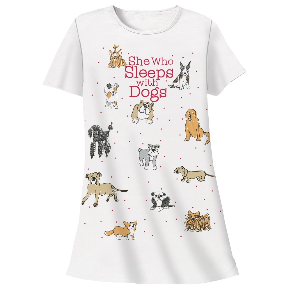 Vintage Rel-e-vant She Who Sleeps With Dogs Night Shirt One Size